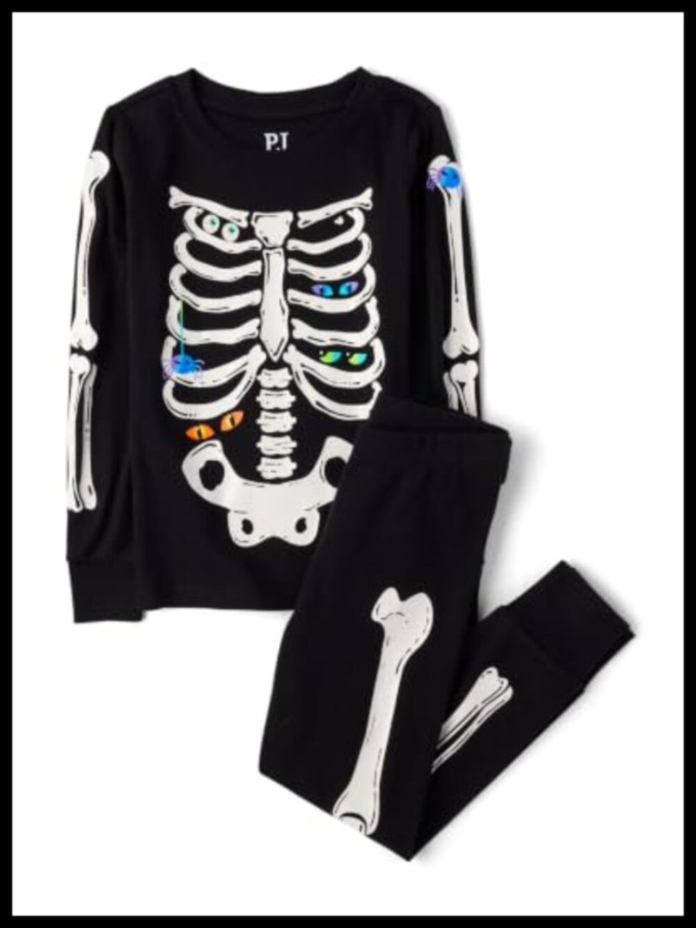 Boys 2-Piece Cotton Pajama Set Glow-in-the-Dark Skeleton Long Sleeve